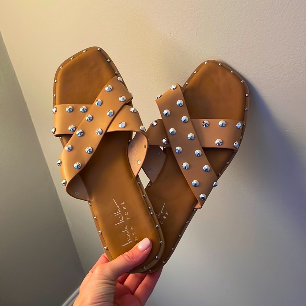 Nicole Miller brown sandals with studs